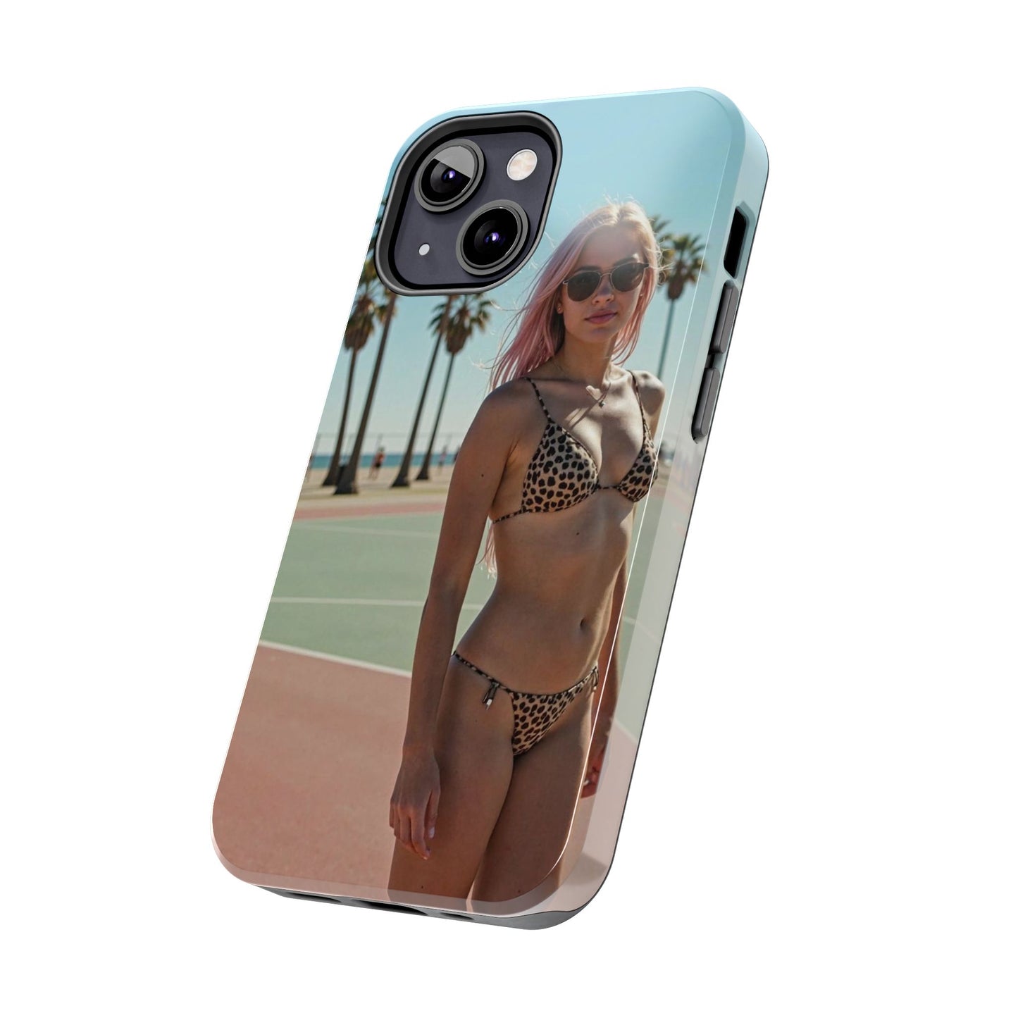 Bikini Beach Tough Phone Case — Sunlit Palm Boardwalk Phone Cover
