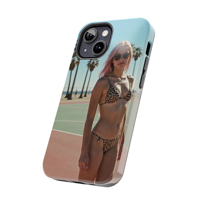 Bikini Beach Tough Phone Case — Sunlit Palm Boardwalk Phone Cover