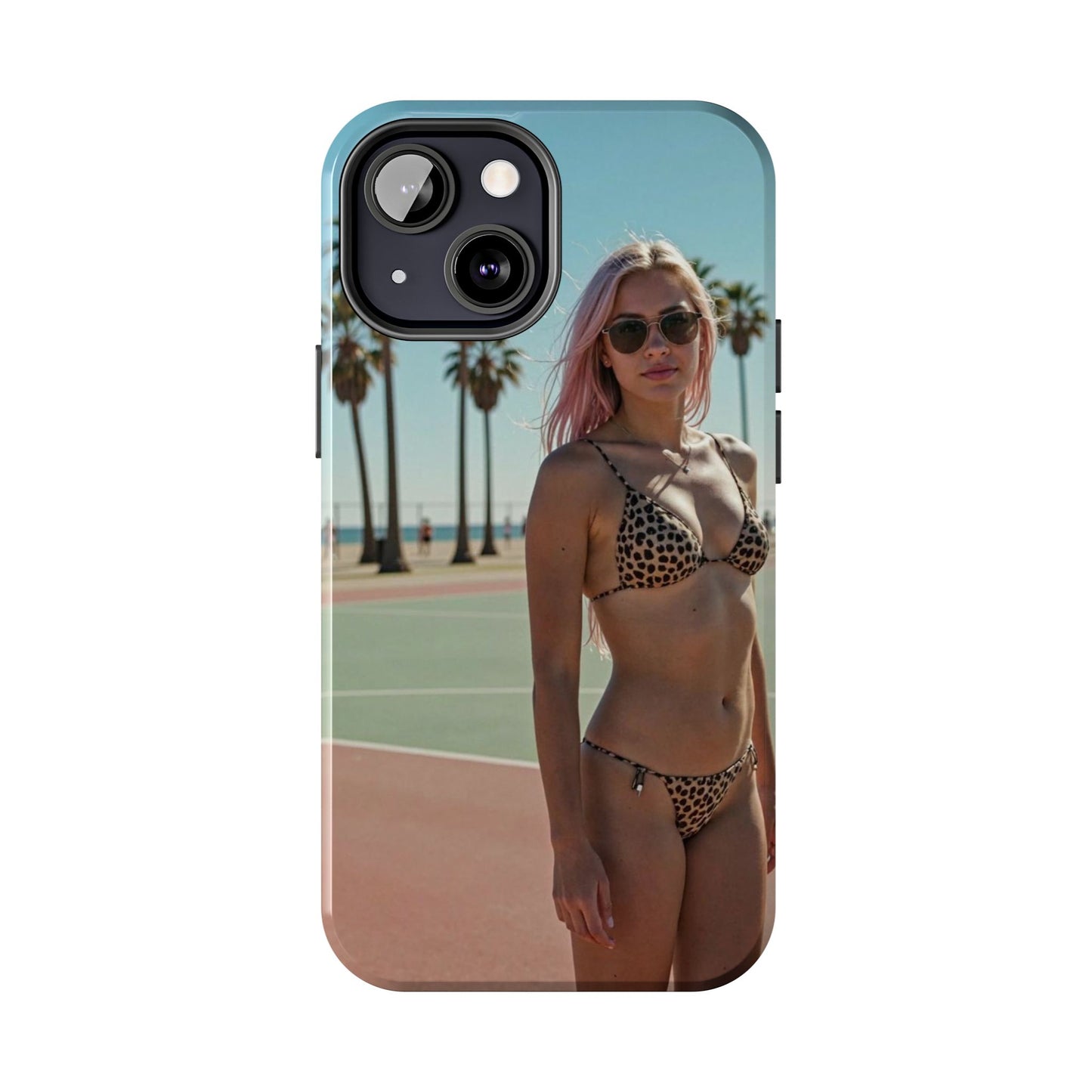 Bikini Beach Tough Phone Case — Sunlit Palm Boardwalk Phone Cover