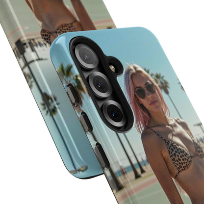 Bikini Beach Tough Phone Case — Sunlit Palm Boardwalk Phone Cover
