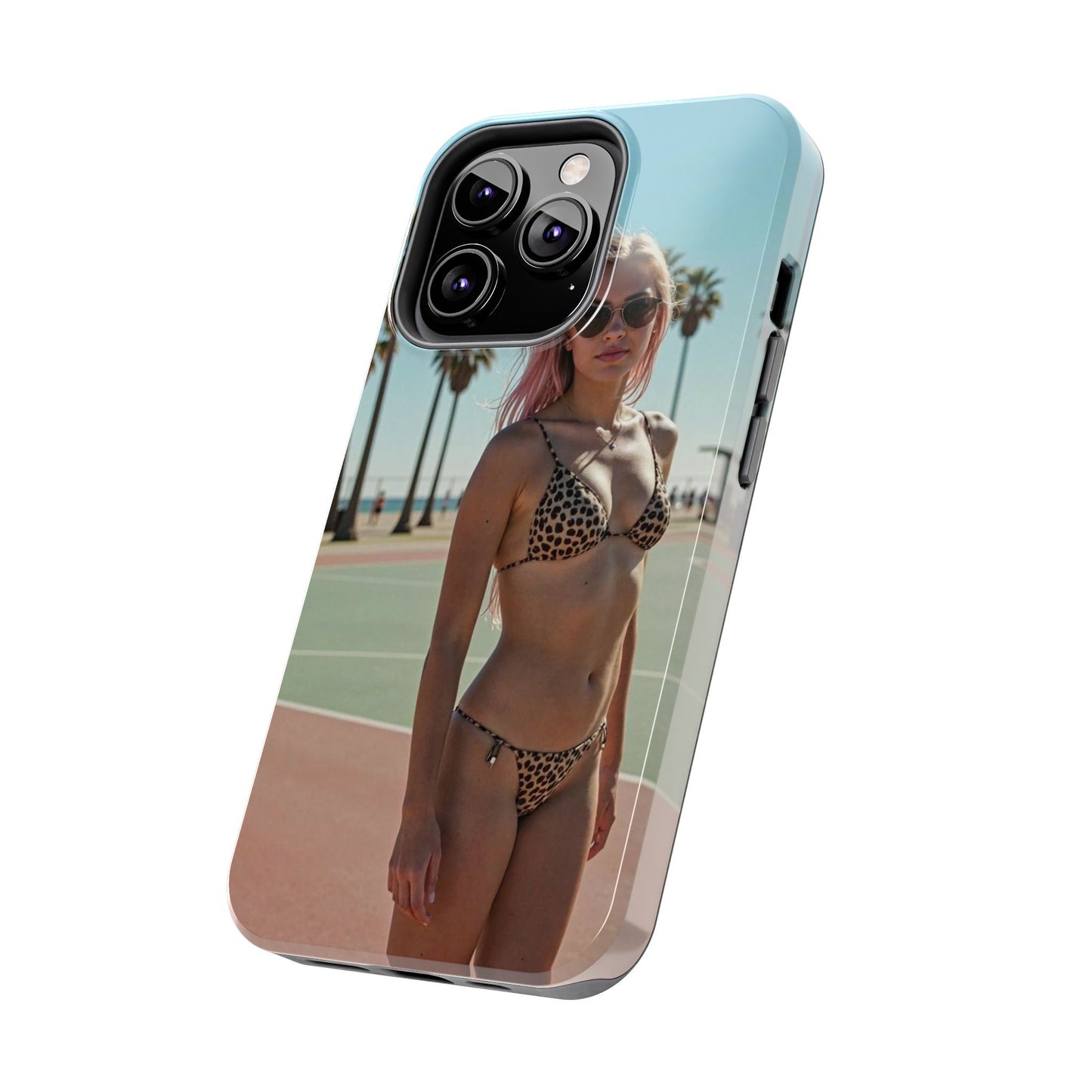 Bikini Beach Tough Phone Case — Sunlit Palm Boardwalk Phone Cover