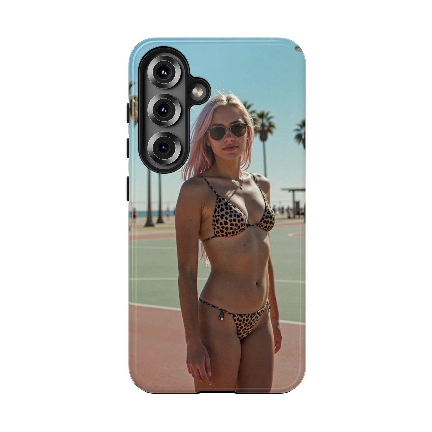 Bikini Beach Tough Phone Case — Sunlit Palm Boardwalk Phone Cover