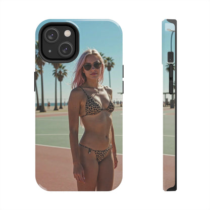 Bikini Beach Tough Phone Case — Sunlit Palm Boardwalk Phone Cover