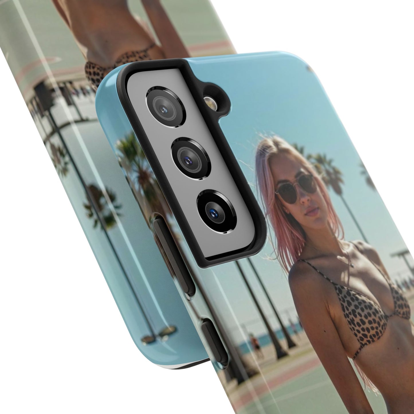 Bikini Beach Tough Phone Case — Sunlit Palm Boardwalk Phone Cover