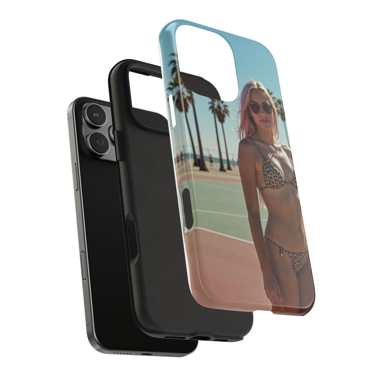 Bikini Beach Tough Phone Case — Sunlit Palm Boardwalk Phone Cover