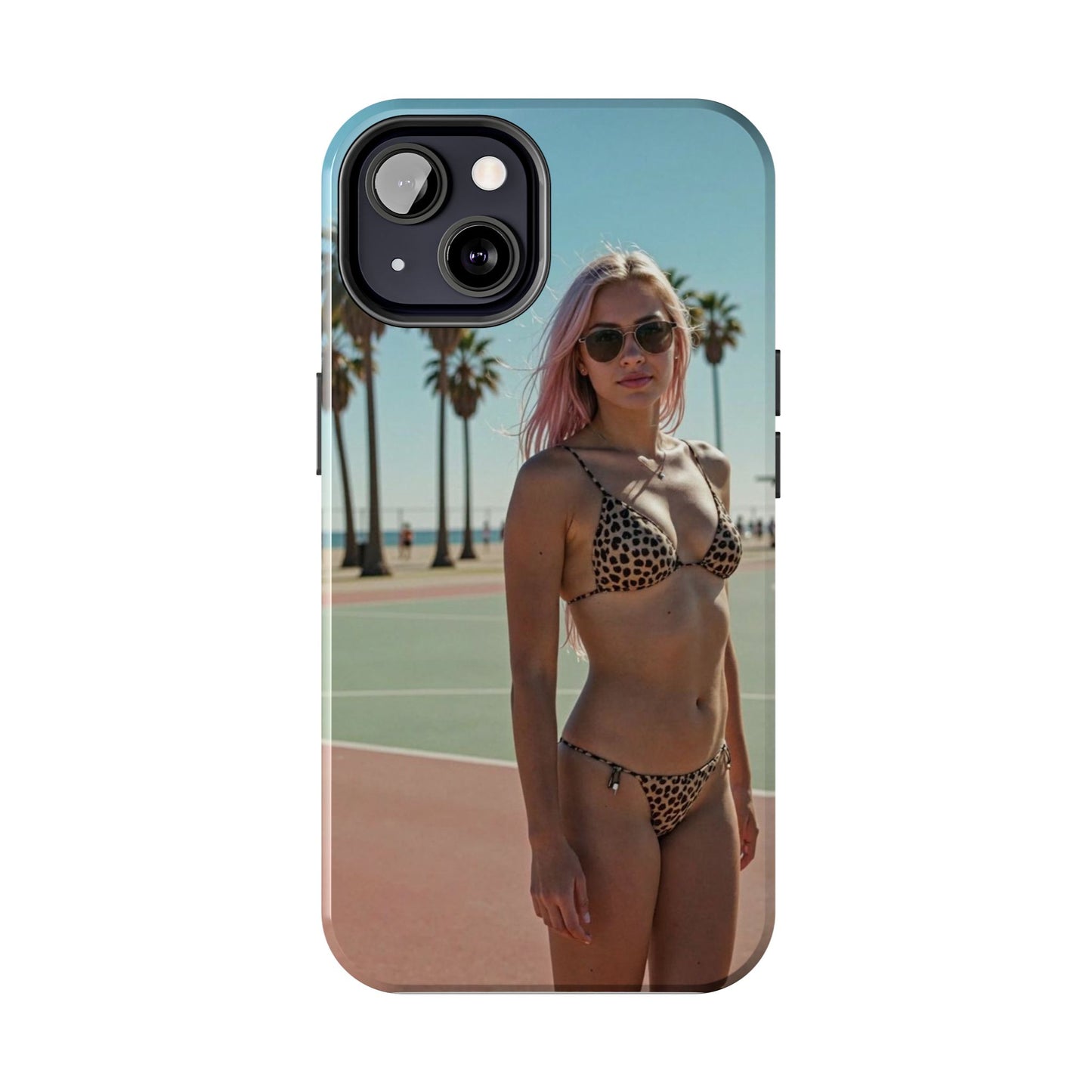 Bikini Beach Tough Phone Case — Sunlit Palm Boardwalk Phone Cover