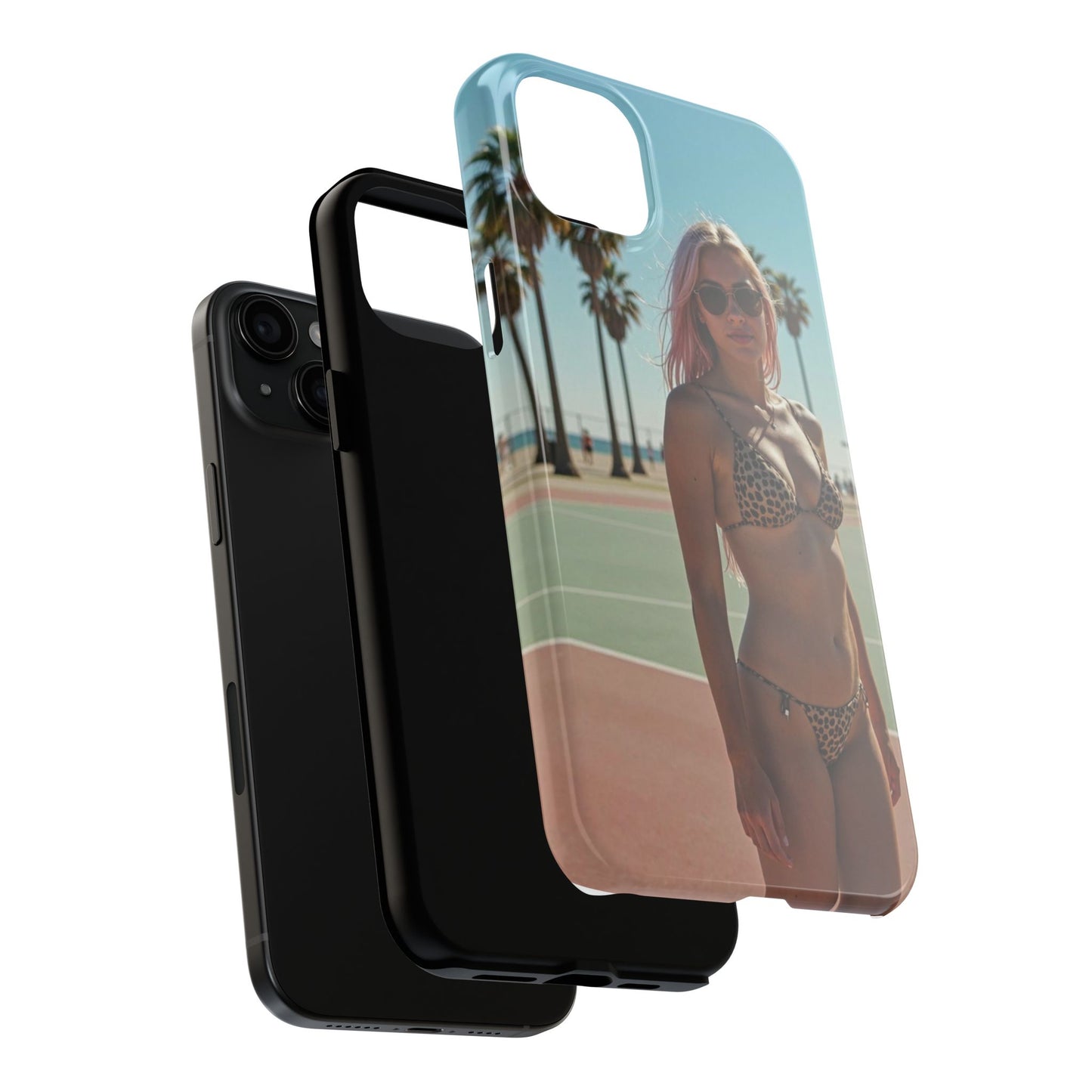 Bikini Beach Tough Phone Case — Sunlit Palm Boardwalk Phone Cover
