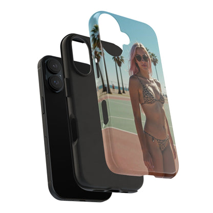 Bikini Beach Tough Phone Case — Sunlit Palm Boardwalk Phone Cover