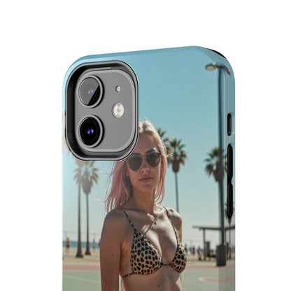 Bikini Beach Tough Phone Case — Sunlit Palm Boardwalk Phone Cover
