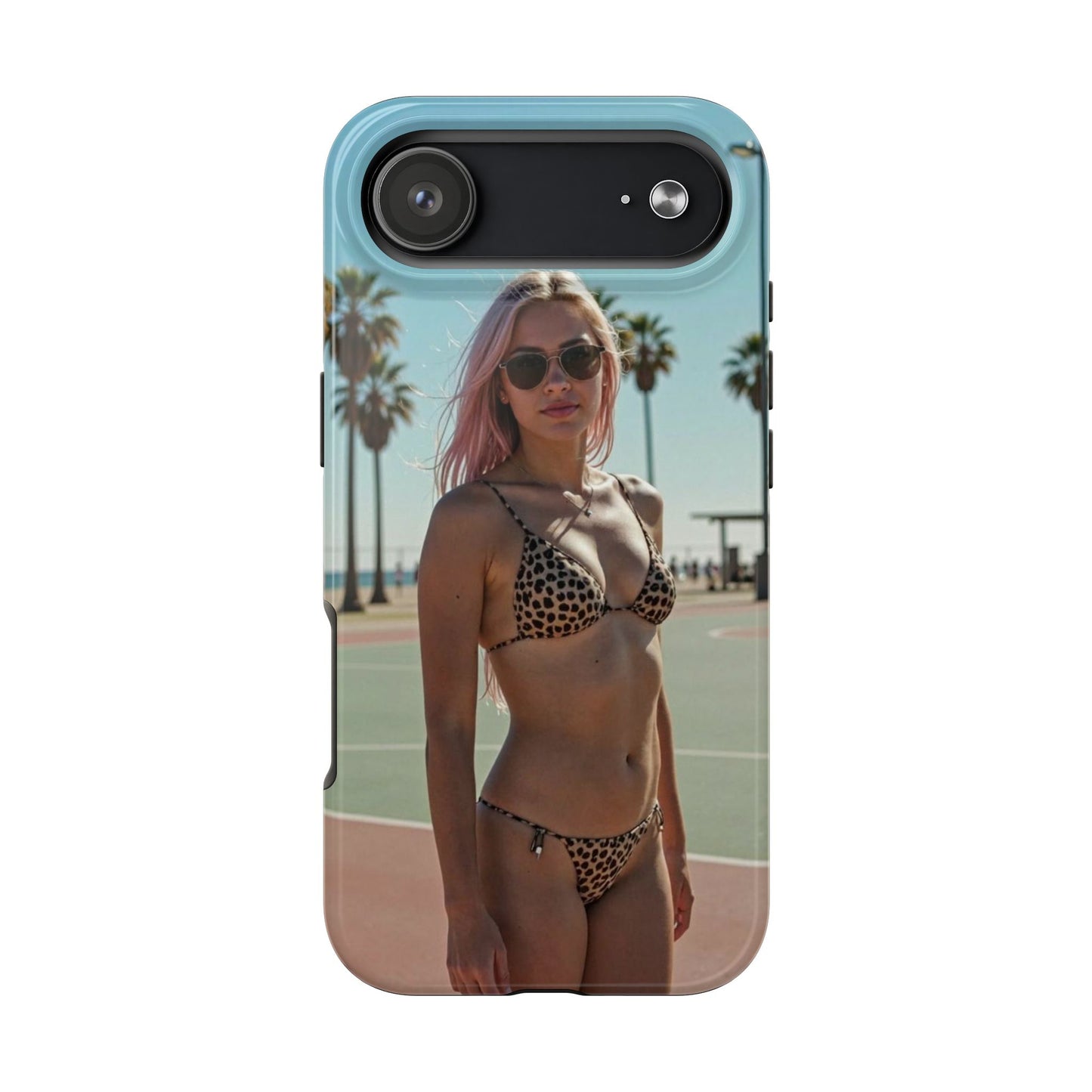 Bikini Beach Tough Phone Case — Sunlit Palm Boardwalk Phone Cover
