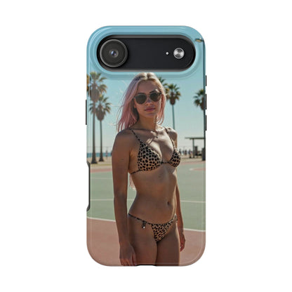 Bikini Beach Tough Phone Case — Sunlit Palm Boardwalk Phone Cover