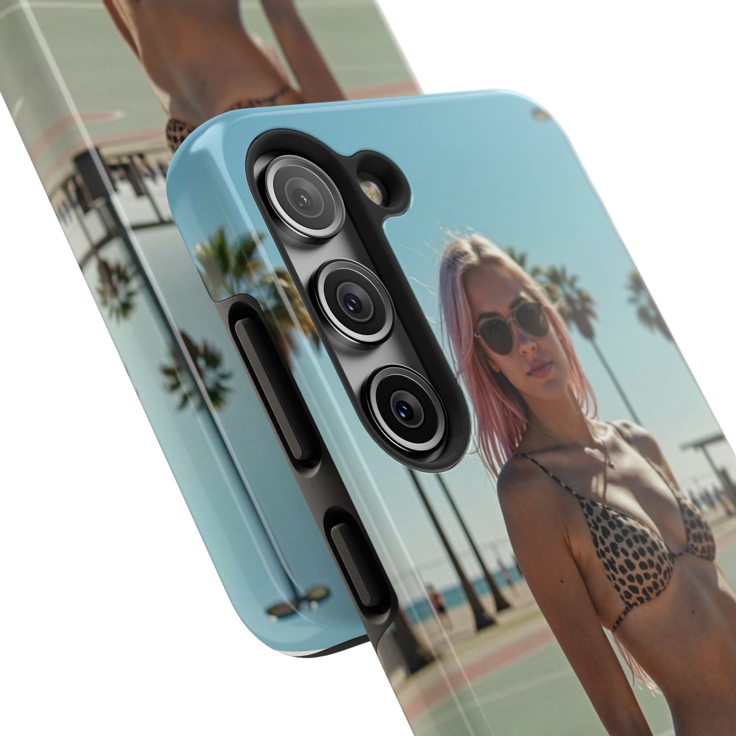 Bikini Beach Tough Phone Case — Sunlit Palm Boardwalk Phone Cover