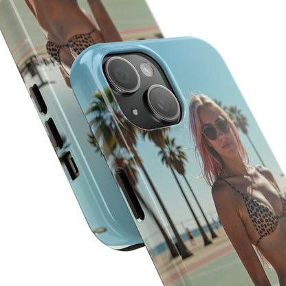 Bikini Beach Tough Phone Case — Sunlit Palm Boardwalk Phone Cover