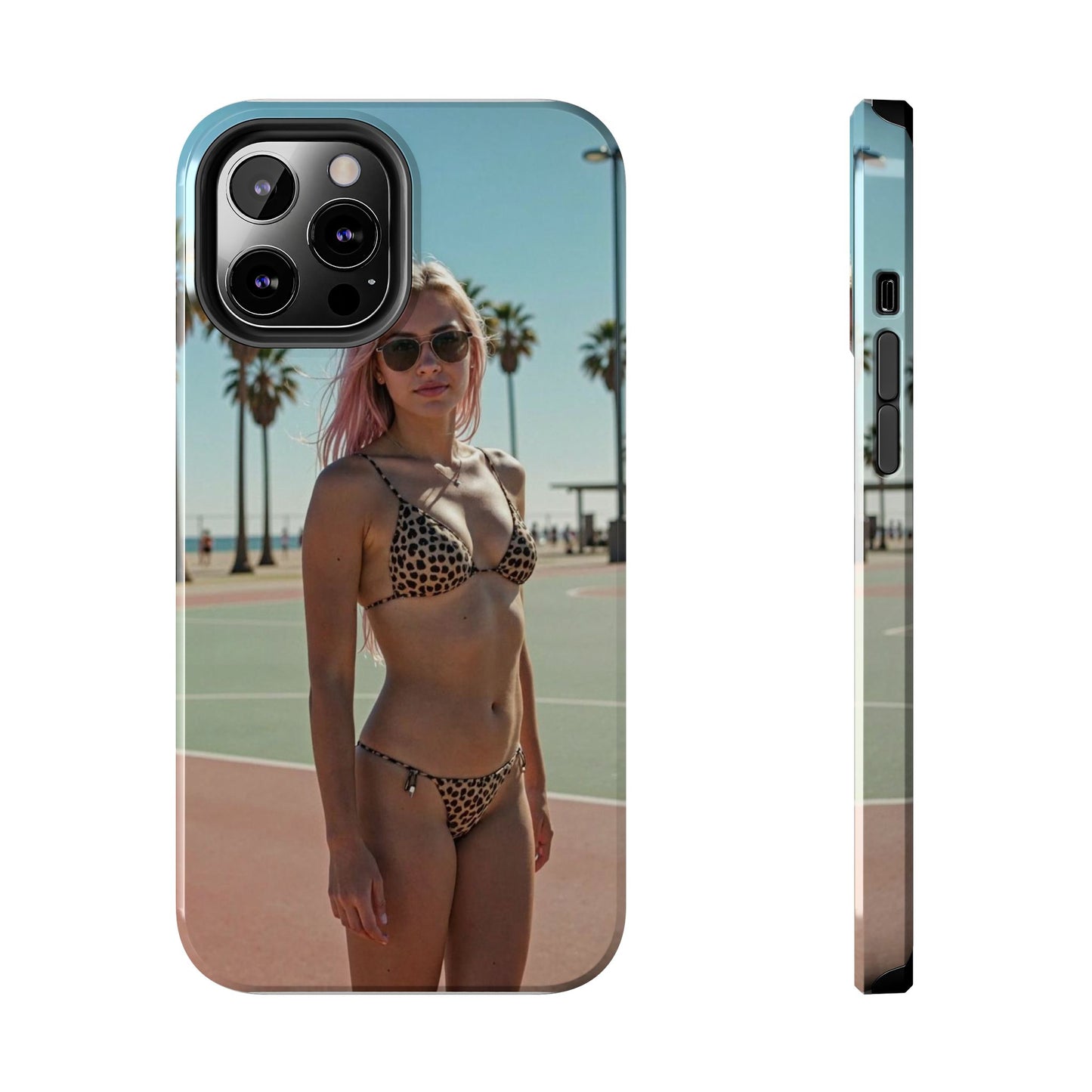 Bikini Beach Tough Phone Case — Sunlit Palm Boardwalk Phone Cover