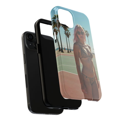 Bikini Beach Tough Phone Case — Sunlit Palm Boardwalk Phone Cover
