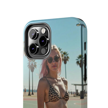 Bikini Beach Tough Phone Case — Sunlit Palm Boardwalk Phone Cover