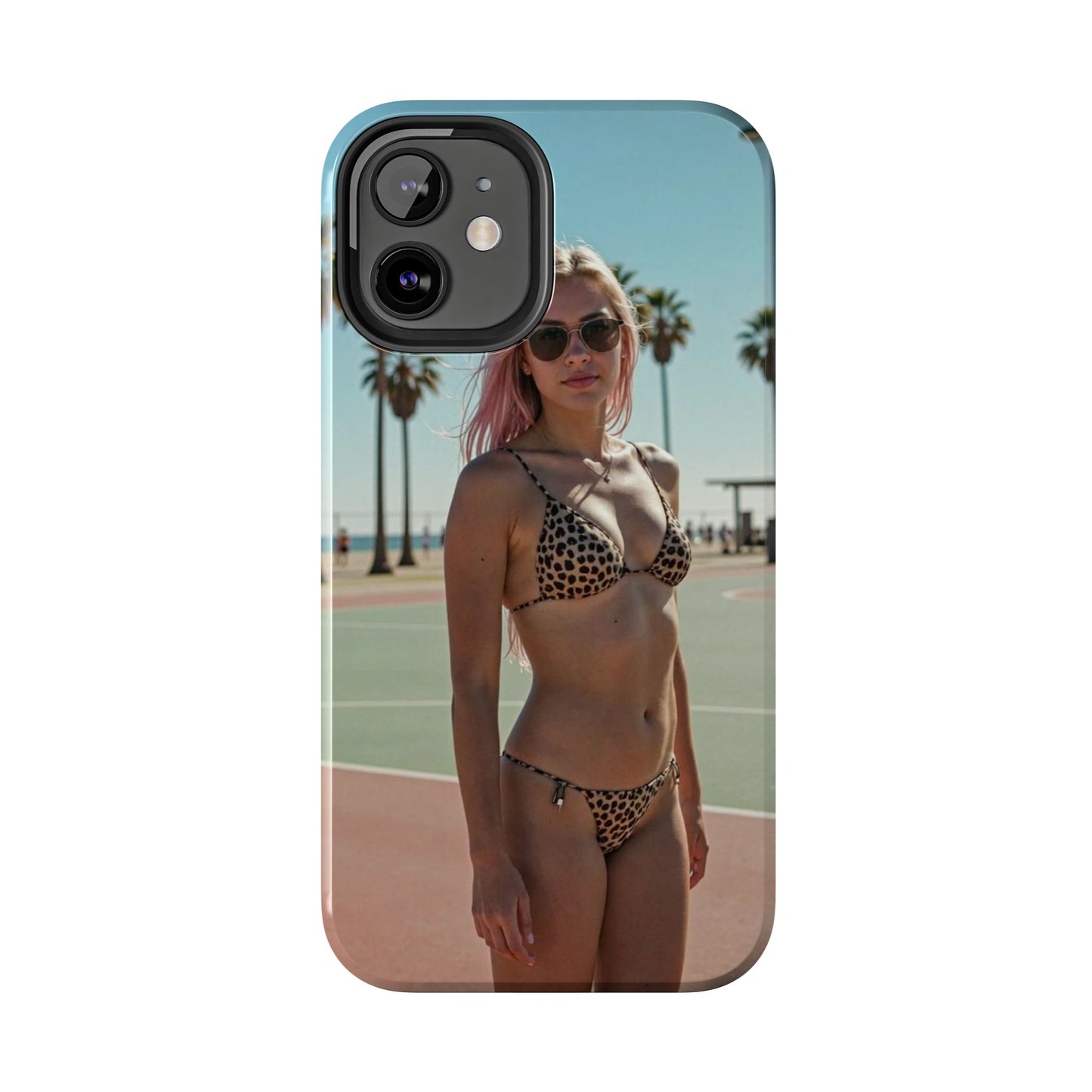 Bikini Beach Tough Phone Case — Sunlit Palm Boardwalk Phone Cover